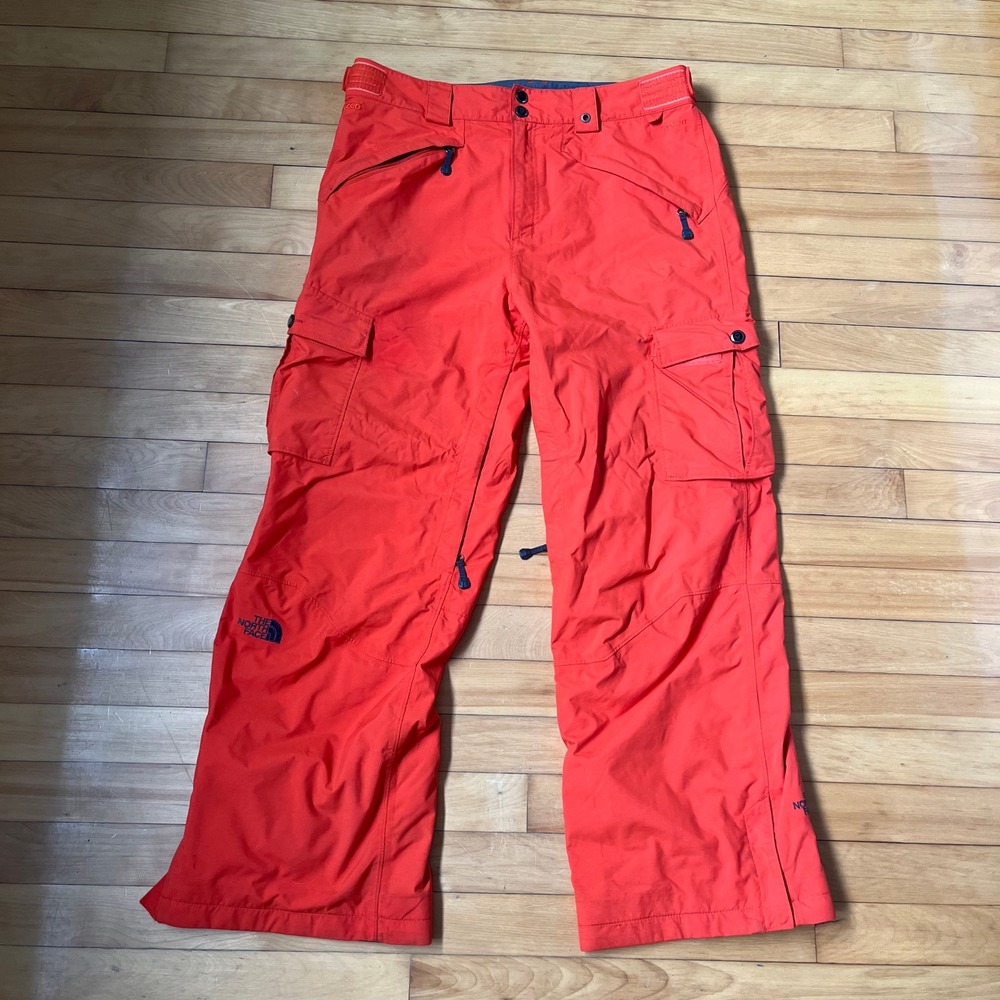 The North Face Cryptic HyVent Ski Pants Mens Medium Orange RECCO Cargo Snowboard